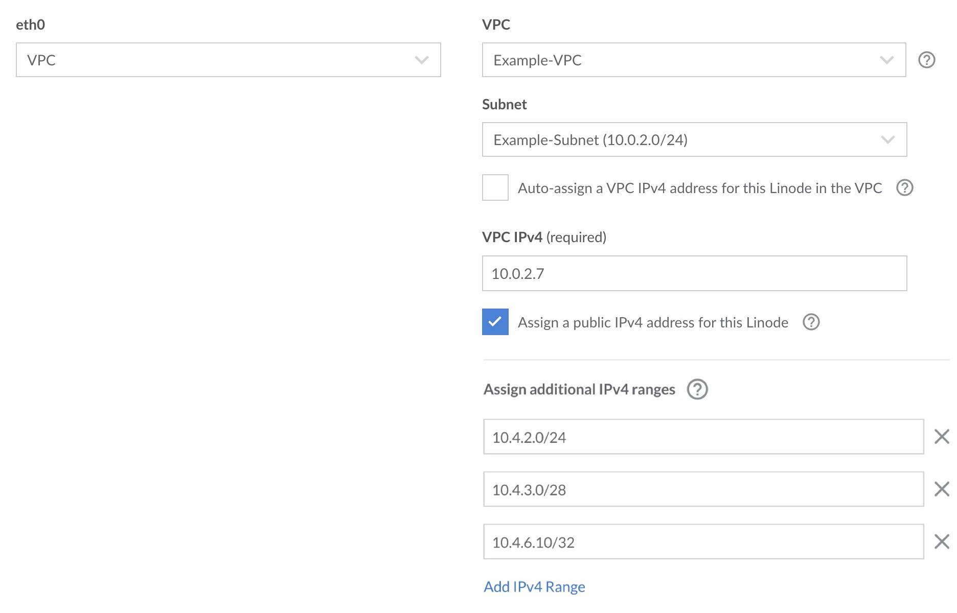 Screenshot of a VPC network interface in the Configuration Profile of a Compute Instance Screenshot of a VPC network interface in the Configuration Profile of a Compute Instance